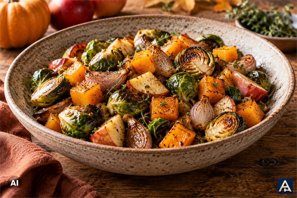 Brussels Sprouts with Butternut Squash and Apples