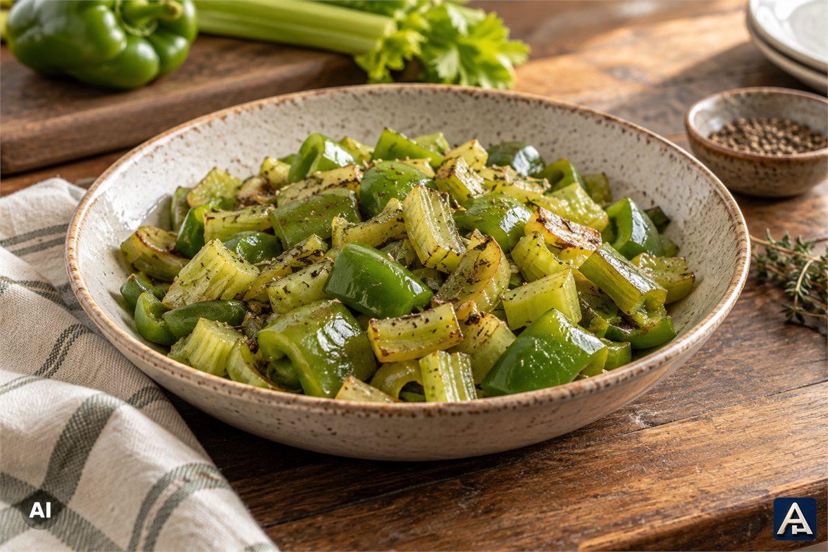 Sautéed Green Bell Peppers and Celery