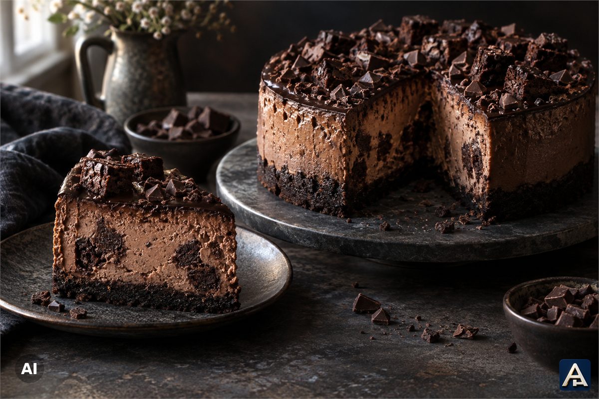 Chocolate Cheesecake with Brownie Crust