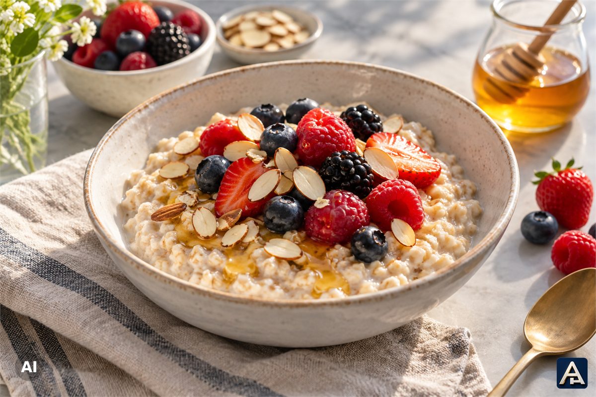 Classic Oatmeal with Berries and Almonds