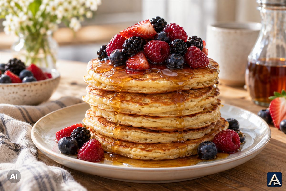 Classic Vegan Pancakes with Maple Syrup