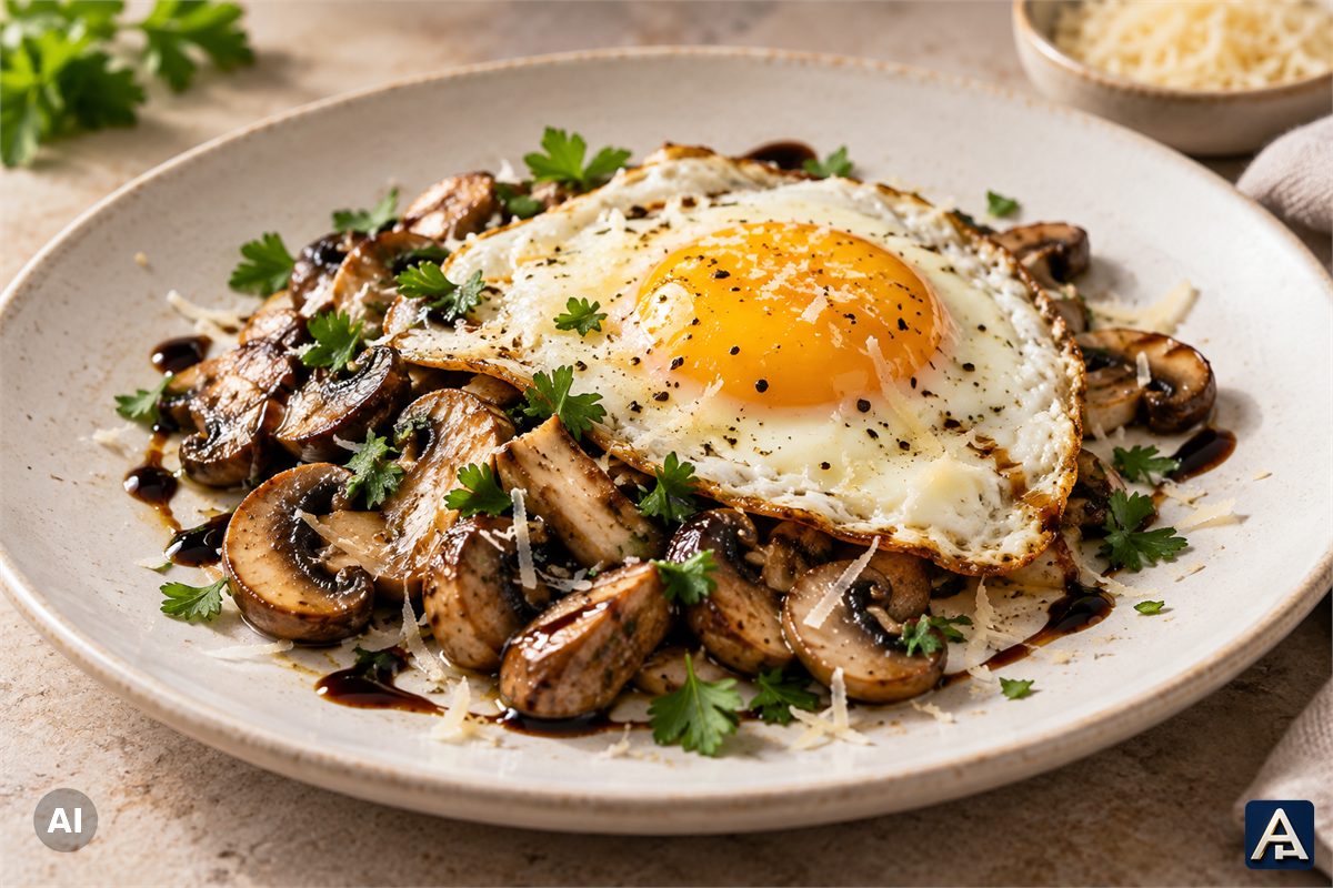 Fried Egg on Mushrooms
