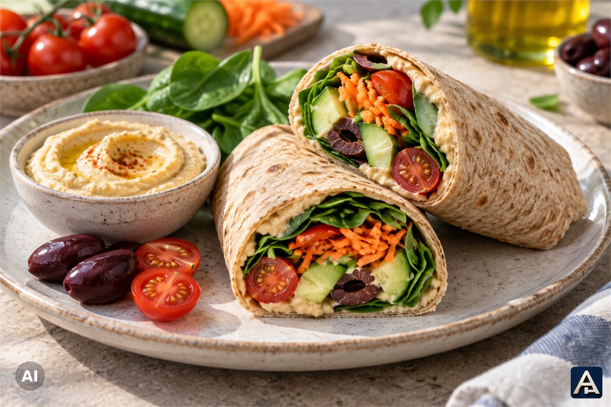 Mediterranean Vegetable Wraps with Hummus