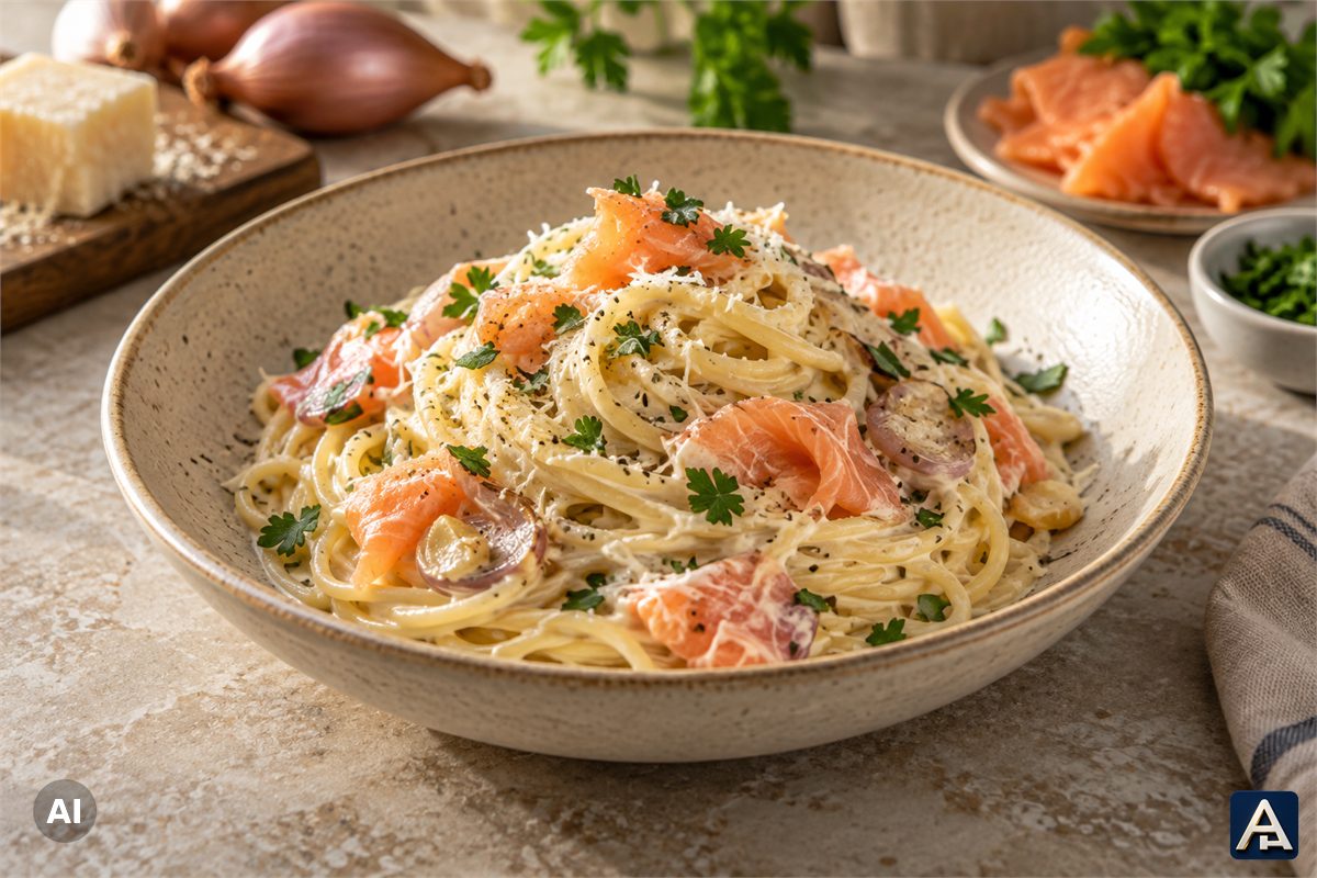 Pasta with Shallots and Smoked Salmon
