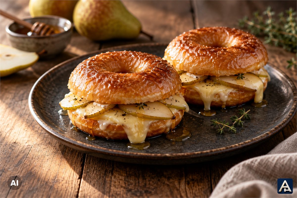 Salty Donut with Fontina Cheese and Pear