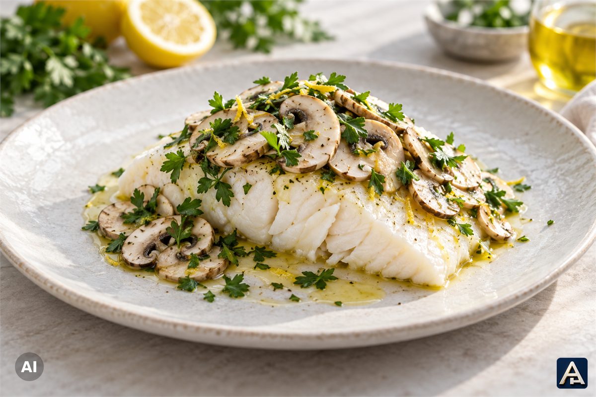 Steamed Cod with Mushrooms