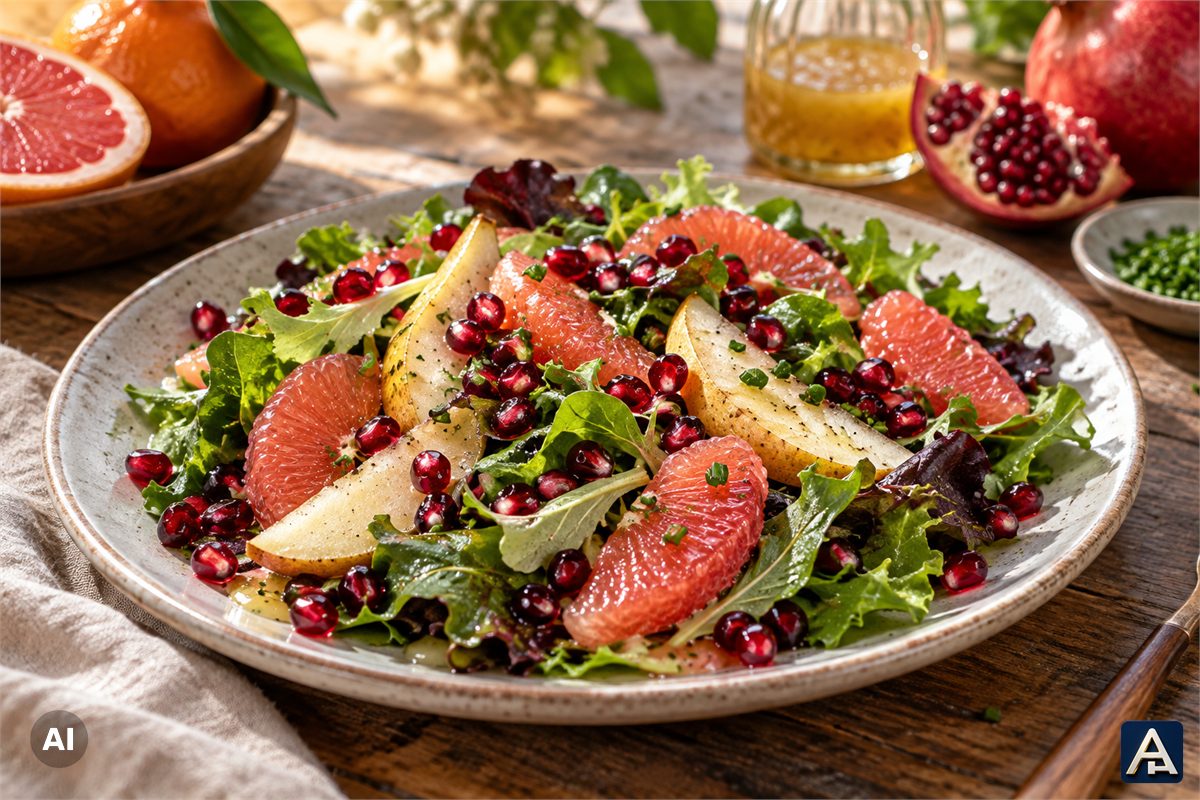 Pomegranate Salad with Grapefruit and Tangerine Vinaigrette