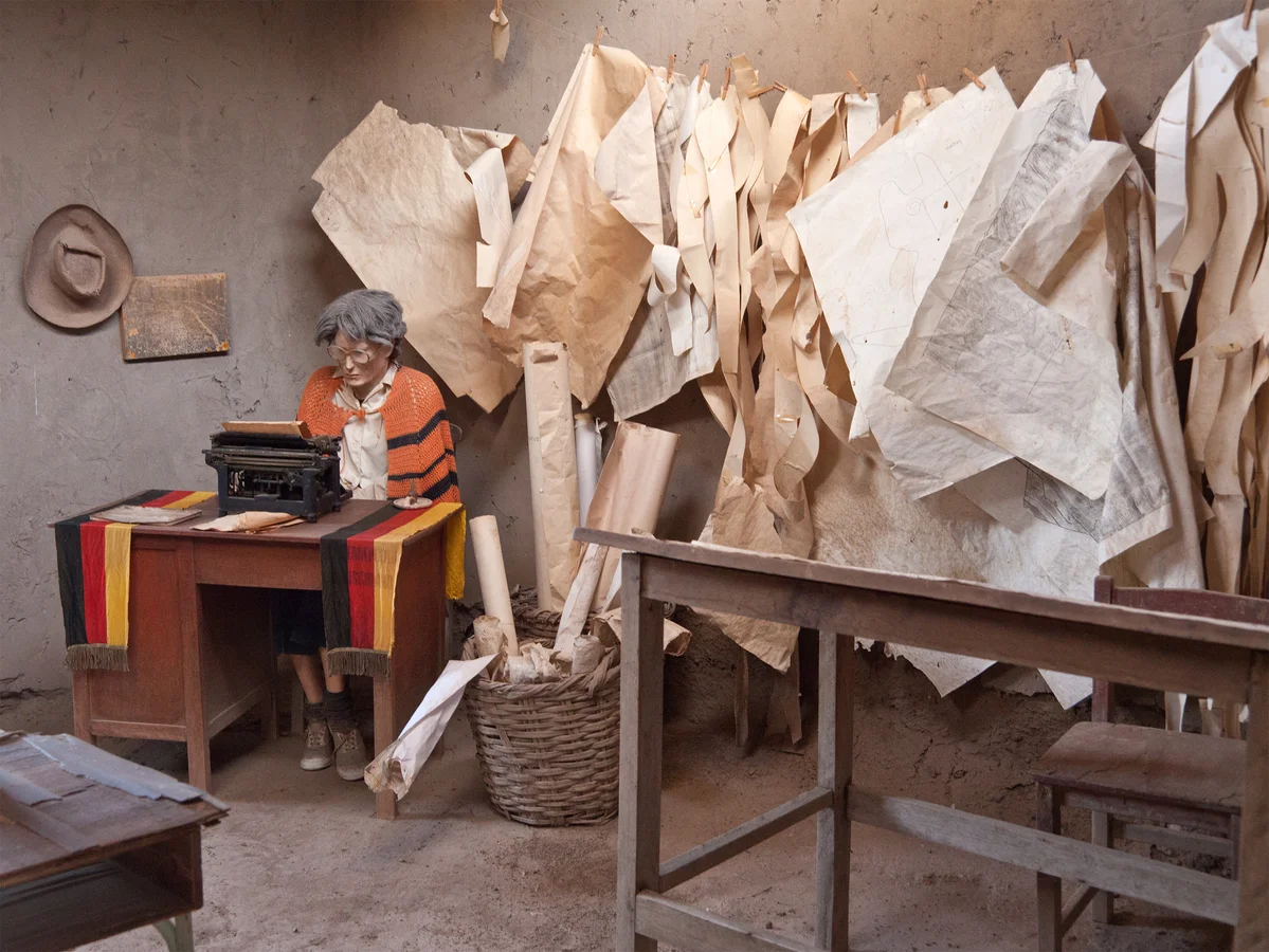Maria Reiche measuring the Nazca lines