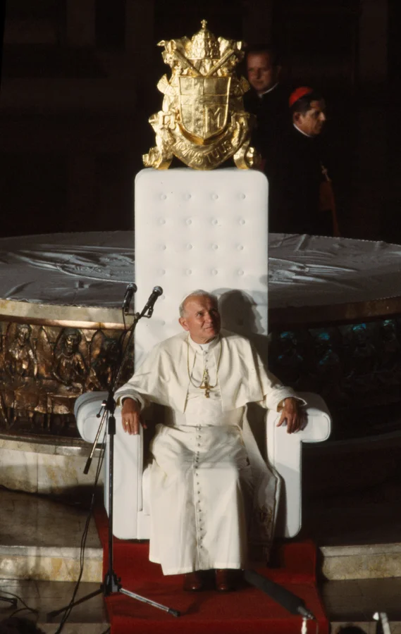 Pope John Paul II during his pastoral visit to a church in Katowice Poland