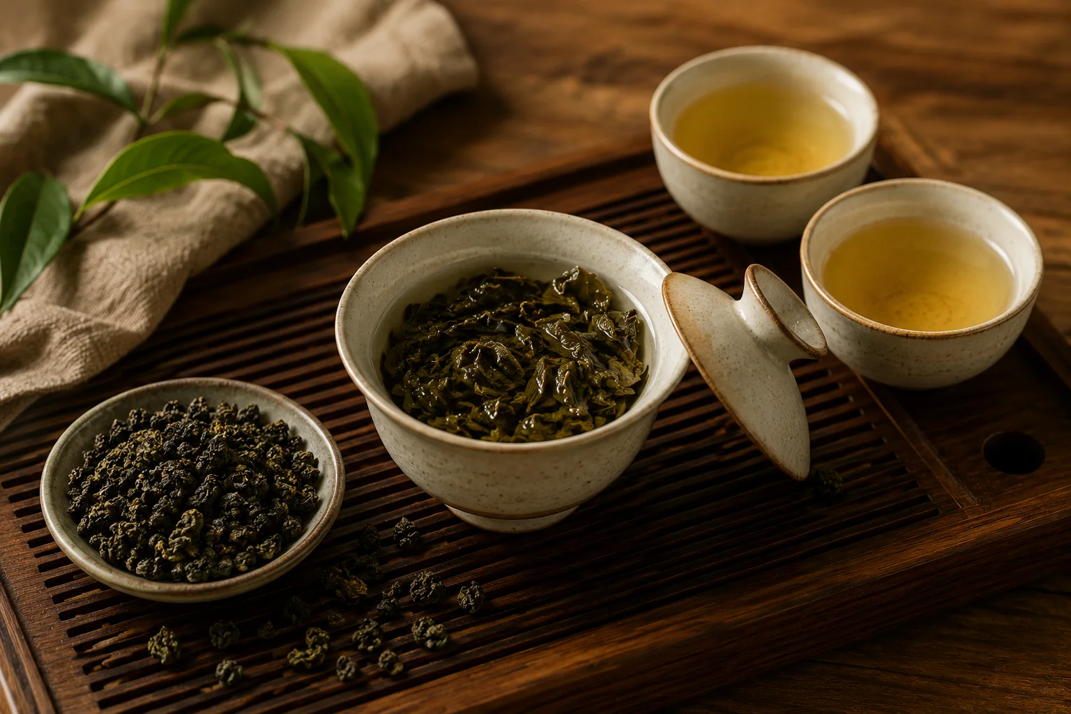 Oolong tea on slate