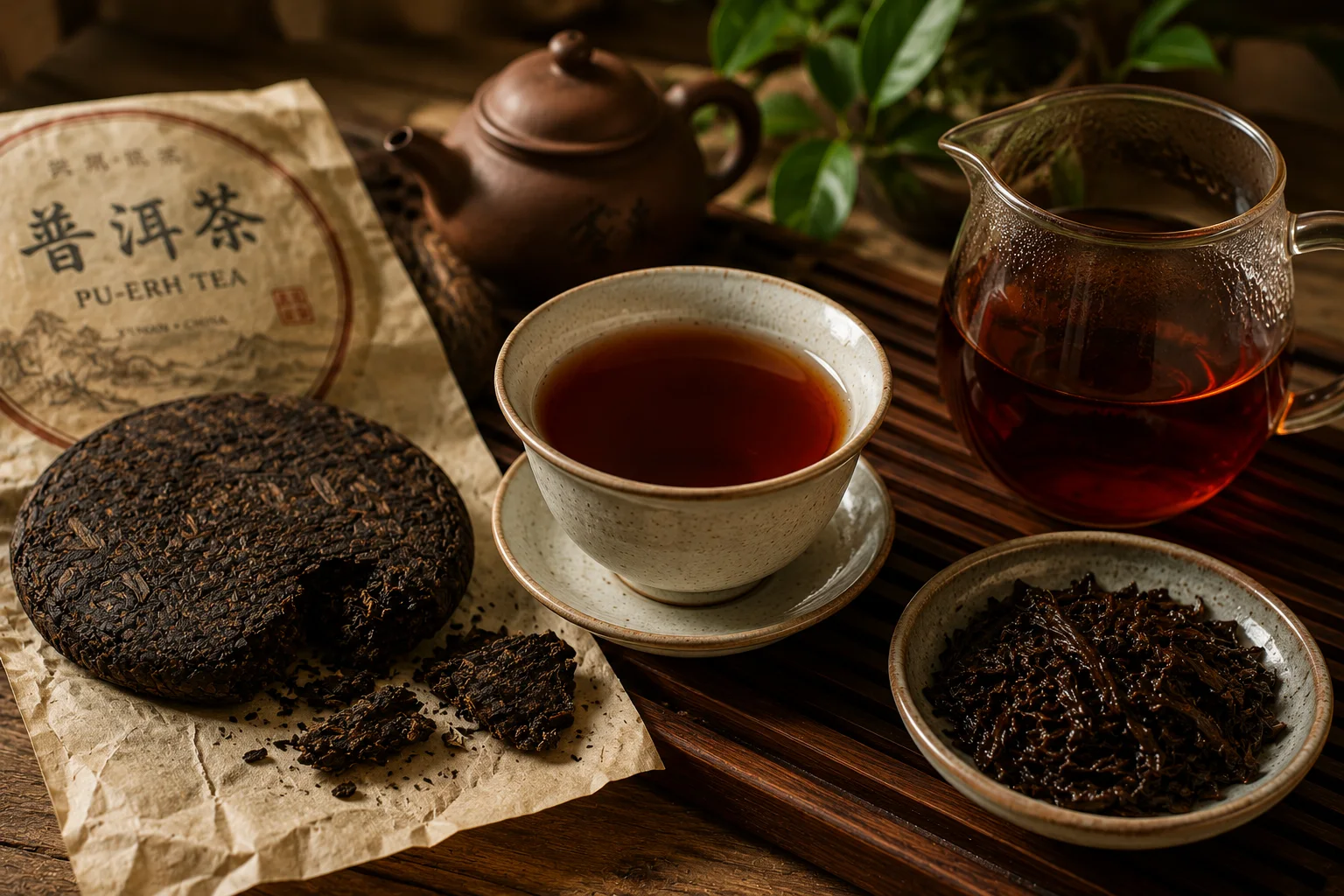 Pu Erh tea on slate