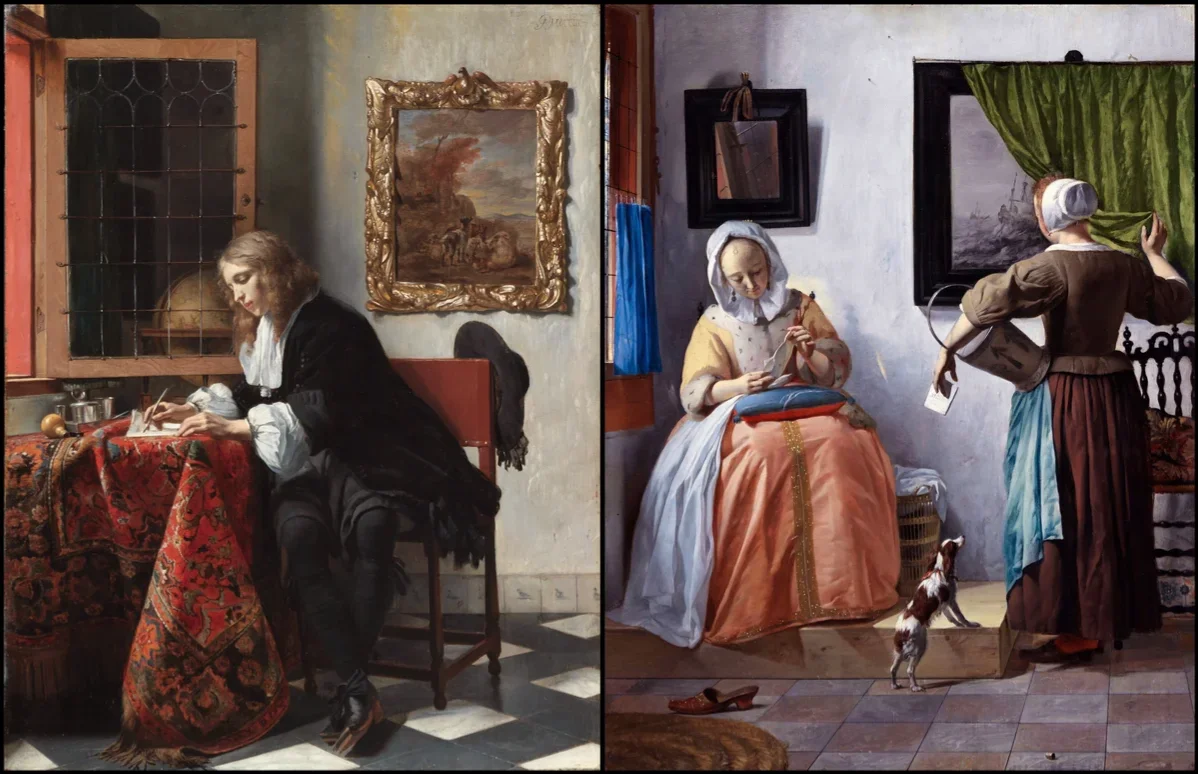 Man Writing Letter and Woman Reading Letter Gabriel Metsu 1664
