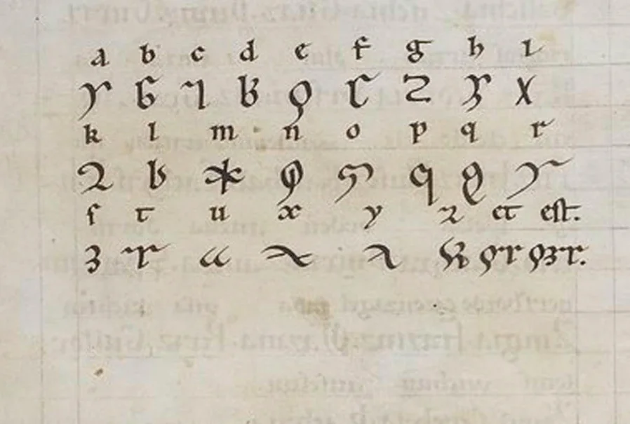 Litterae Ignotae Lingua Ignota alphabet Hildegard von Bingen Riesencodex