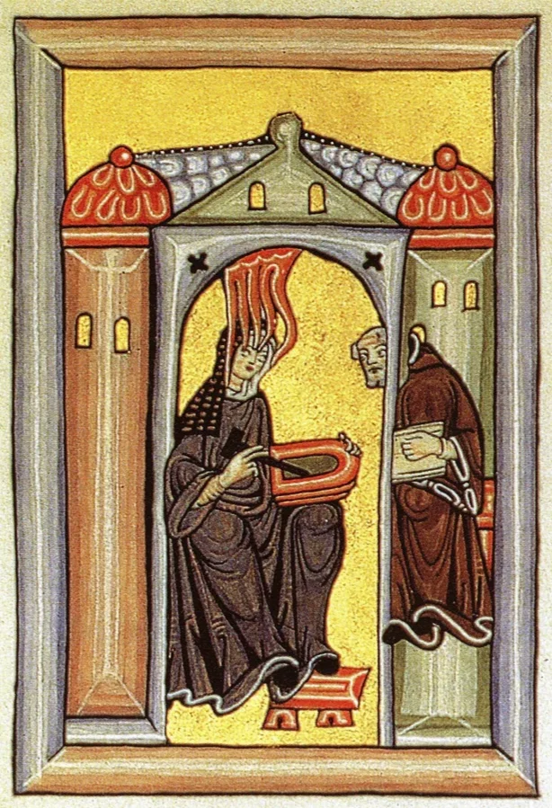 Hildegard von Bingen portrait medieval illumination