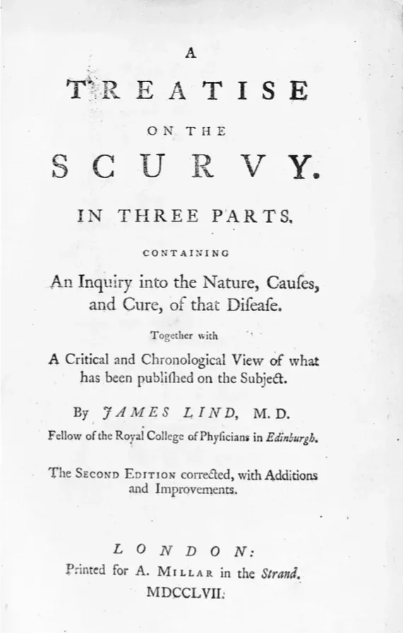 Portrait of James Lind from A Treatise on the Scurvy 1757 Wellcome collection